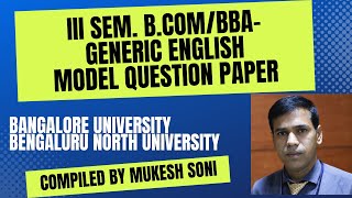 3rd Sem. B.Com/BBA - English-Model Question Paper Solved - BU/BNU