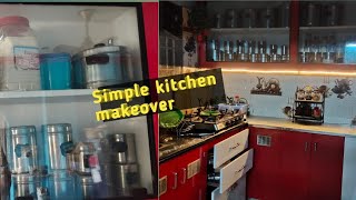 సింపుల్ కిచెన్ మేకోవర్ 😍#div#kitchen decoration ideas#lighting#decorativeitems#wallstickerdecorating