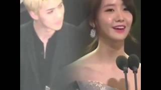 161116 Sehun reaction to YoonA speech at AAA! (Sehun imitating Yoona's running scene in 'the K2' )