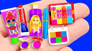 35 BARBIE HACKS : miniature makeup set, nail polish, lipstick, and more
