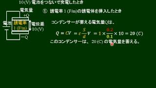 高校物理　コンデンサーの誘電率の大小関係