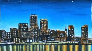 How to draw a City with oil pastels