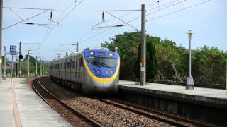 2013/10/17-通勤電聯車EMU800型原型車(801+802)試運轉8783次,造橋站鳴笛通過(交會EMU500型2110次).