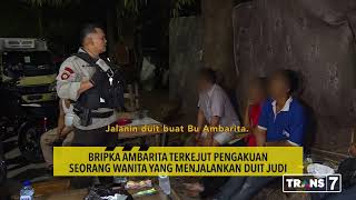 Bripka Mp ambarita kaget saat mendengar penjelasan seorang wanita yang berada di lokasi perjudian.