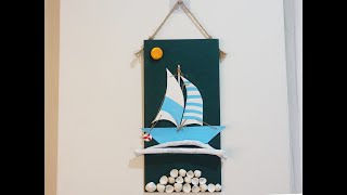 Sea theme wall hanging, Beach inspired wall mate, DIY Ocean wall decor idea #diy #wallhanging