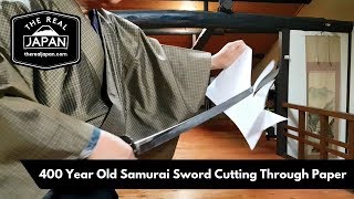 400 Year Old Samurai Sword Cutting Through Paper | The Real Japan | HD