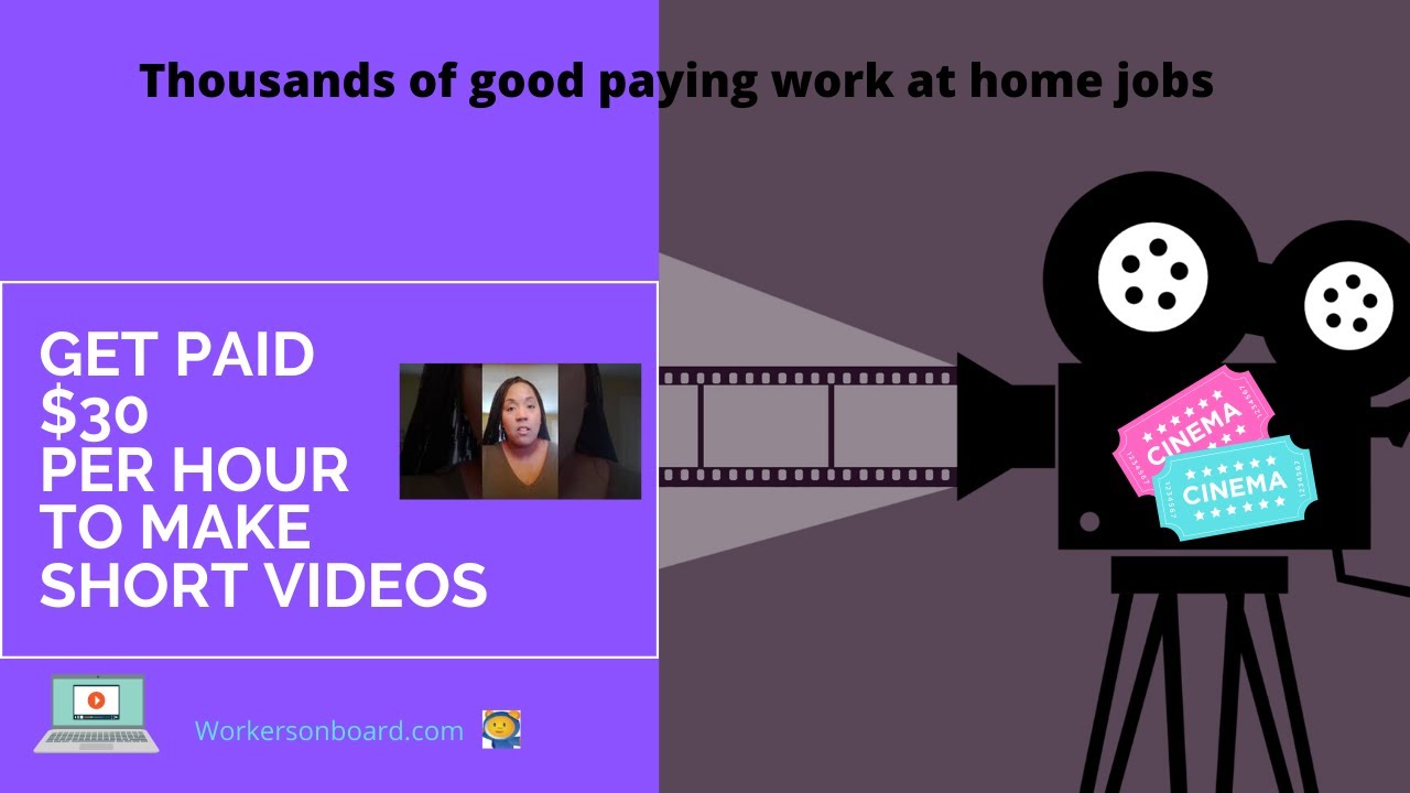 Get Paid $30 Per Hour To Make Short Videos + Thousands Of W@H Jobs ...