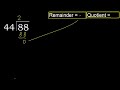 divide 88 by 44 . remainder quotient . division with 2 digit divisors . how to do division