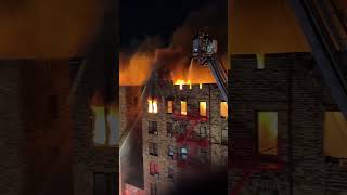 FDNY Fights Bronx 5-Alarm Fire #shorts #fdny