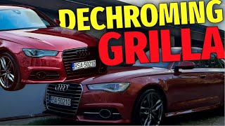 Oklejanie grilla folią: DECHROMING (How to wrap AUDI A6 grill)