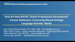 NHLRC Online Professional Development Course and Community-Based Heritage Language Schools’ Needs