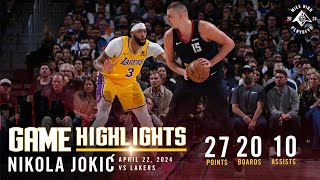 Nikola Jokić Secures The Triple-Double |  Game Highlights vs. Lakers 🎥