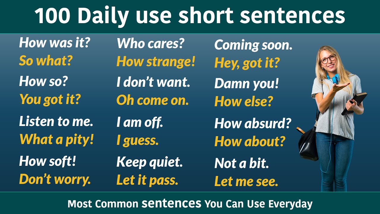 100 Daily Use Short Sentences || English Sentences Used In Daily Life ...