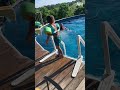 He's been on a slide before, right? #shorts #slide #pool #summer