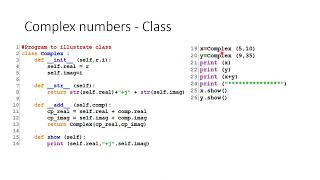 Class and Object Declaration in Python | Addition of two complex numbers