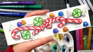 Find Your Weird Pens \u0026 Let's Sketch a Christmas Candy Bookmark!