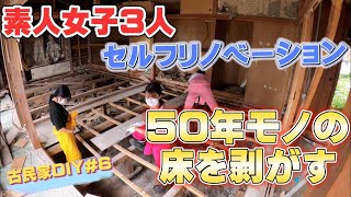 【古民家DIY女子】第20話（DIY＃6）ついに床剥がし！50年経った床下の状態は？キッチン・トイレの解体作業も。セルフリノベーション進行中！