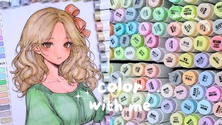 Unboxing Ohuhu 96pcs Alcohol Markers Pastel Set | Swatching and Coloring Process