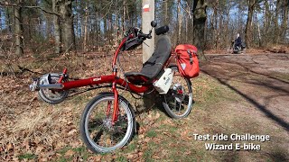 Test ride Challenge Wizard e-bike recumbent with pedal assistance