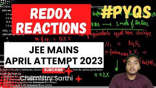 JEE MAINS PYQs || REDOX REACTIONS || APRIL ATTEMPT 2023 || Chemistry SAARTHI #chemistrysarthi