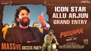 Allu Arjun Grand Entry | Pushpa MASSive Success Party Live | Rashmika | Faasil | Sukumar | DSP