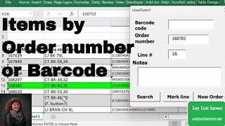 Find return items with order number or barcode number