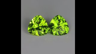 Pair Of Trilliant Cut Peridot From Pakistan 6.41 Carats