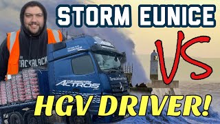 ⚠️ HGV Driver In The Red Zone Of Storm Eunice! (Danger To Life) ⚠️