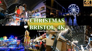 Walking in Christmas Bristol | Bristol Christmas Market - City Centre - Millennium Square | UK | 4K