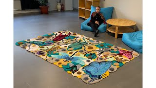 Large Bug Rug - HandmadeInsect Tapestry . Tufting big frame ak-5 machine, long pile gun .