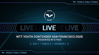 LIVE! | T2 | Day 1 | WTT Youth Contender San Francisco 2025 | Session 1