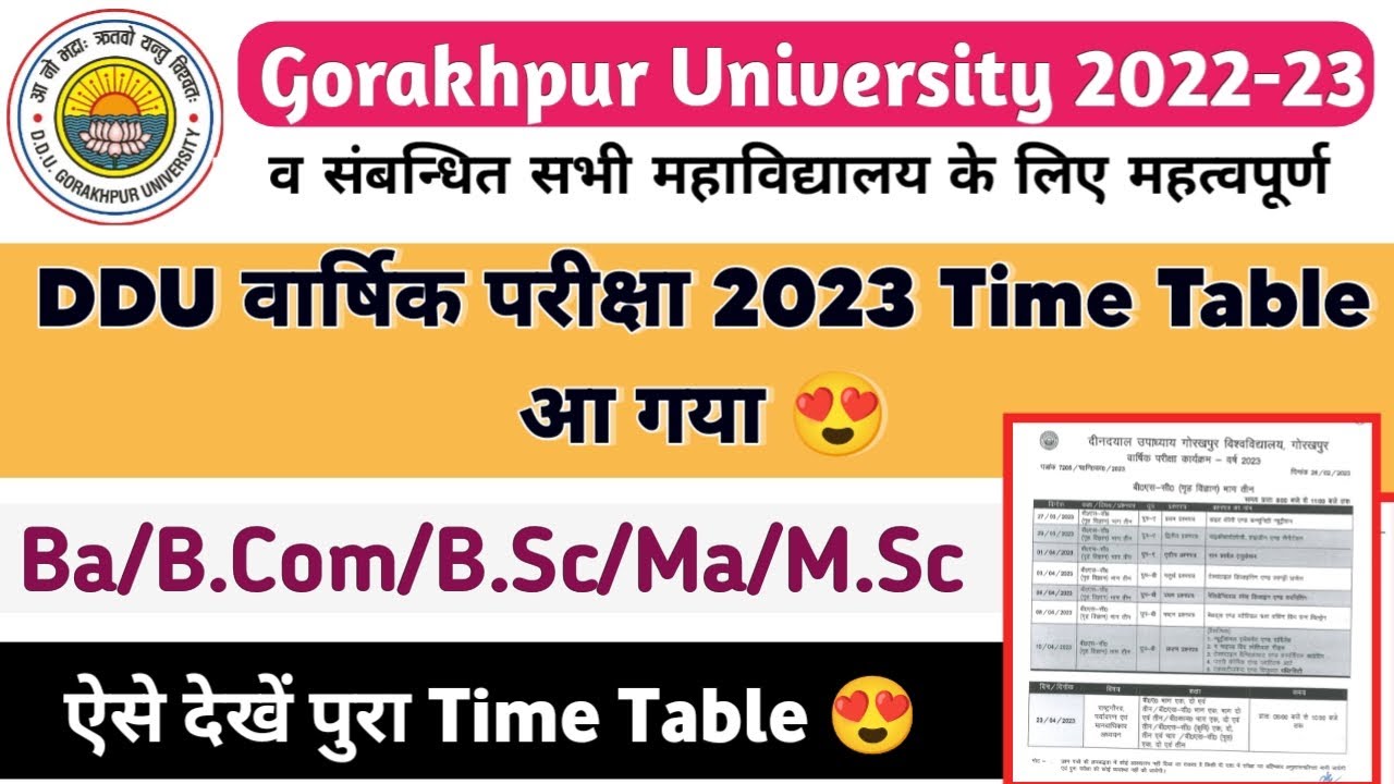 Ddu Annual Exam 2023 Time Table 1st 2nd 3rd Year Ba B Com B Sc