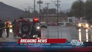 Six-car crash closes down Old Nogales Highway