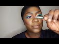 dazzling glitter liner on a tarquoise colour beginner friendly eyeshadow tutorial