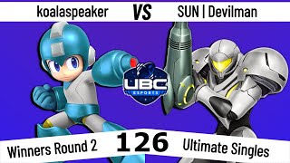 UBC Weekly #126 - Winners Round 2 - koalaspeaker (Mega Man) Vs. SUN | Devilman (Samus) - SSBU