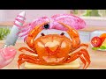 SQUID AND CRAB 🦑 Combine Miniature Squid Stuffed Carb Meat Best Sea Food Recipe 🦀 Sunny Mini Food