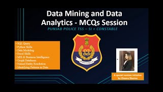 DATA MINING+DATA ANALYTICS MCQs-(TSS CADRE RECRUITMENT)- SI and Constable (Punjab Police)