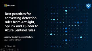 Best Practices Converting Detection Rules - Azure Sentinel webinar