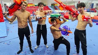 NERF GYMNASTICS WAR! (CRAZY)