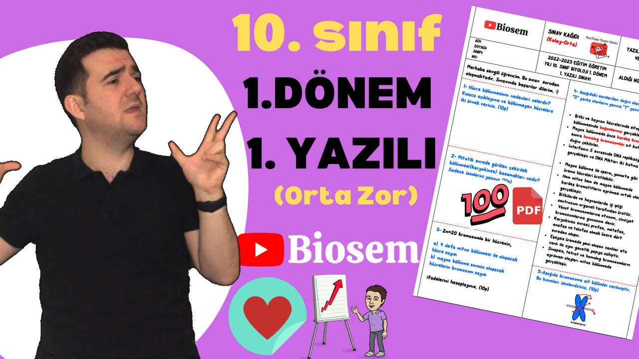 10. Sınıf Biyoloji 1. Dönem 1. Yazılı Orta-Zor 22-23 PDF 10. Sınıf ...