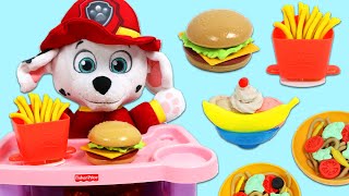 Paw Patrol Baby Marshall Huge Play Doh Food Tour with Spongebob Burger Grill, Pasta Makers, & More!