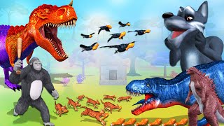 Gorilla vs Wolf Crows Cats Chicken stealing comedy video || Cartoon Kong video compilation