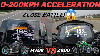 Yamaha MT09 🆚️ Kawasaki Z900 | 0-200kph Acceleration | Top Speed Attempt 🔥