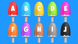 Learn Alphabet with Ice Cream Popsicles Song - Colours, Shapes and Numbers Videos Collection
