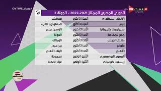 مساء ONTime - جدول مواجهات الدوري المصري الممتاز - الجولة الثانية