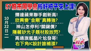 輝達、蘋果巿值你追我跑！神山休息AI老兵全壘打？台積電跌破1080元能買嗎？相信矽光子明年多銀子？股王領軍千金股氣勢如虹！大戶回籠散戶怕什麼？【57股市同學會】2024/10/22｜GMoney