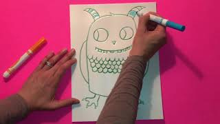 Printmaking with markers on styrofoam—Complementary creature prints