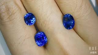 Blue Sapphires Cushion - 2.94CT, Cushion - 1.8CT, Oval - 2.97CT