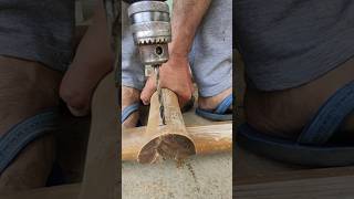 #vngardener l Bamboo Stairs l #viral #ytshorts #bamboo #stairs #diy #jugad #drillingmachine  l