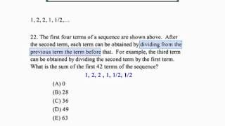 SAT Sequence Math Question Instruction